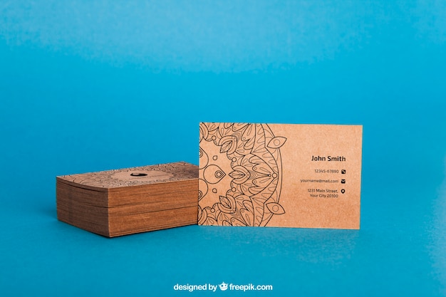 Cardboard business card mockup