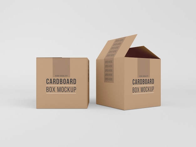 Cardboard Delivery Box Mockup