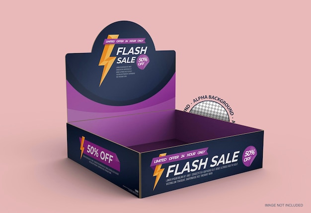 Cardboard Display Box Mockup for promotions, sales, advertising or branding.