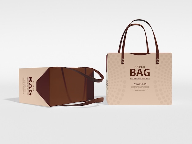 Cardboard Paper Bag with Handle Mockup