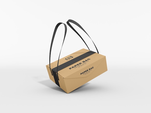 Cardboard Paper Delivery Box Bag Packaging Mockup