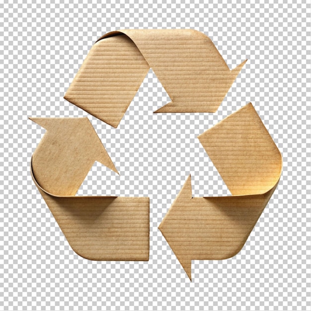 PSD cardboard recycling symbol on transparent background