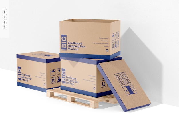 Cardboard Shipping Boxes Mockup Stacked