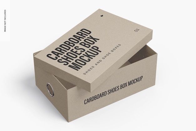 Cardboard Shoes Box Mockup, Opened