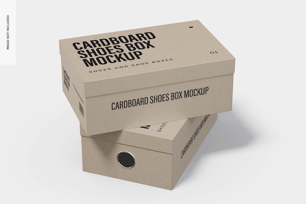 Cardboard Shoes Boxes Mockup, Stacked