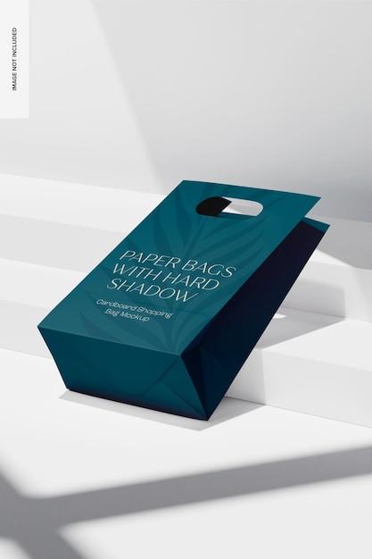 Cardboard Shopping Bag Mockup, Right View