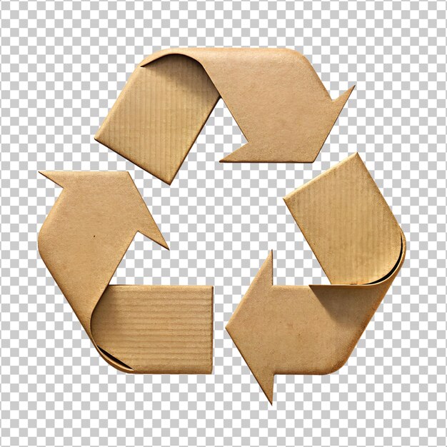 Cardboard texture recycling symbol for ecofriendly packaging design transparent PNG file