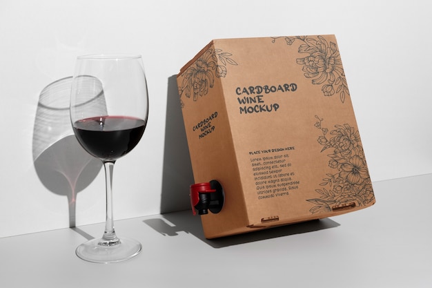 Cardboard wine dispenser with glass