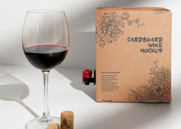 PSD cardboard wine dispenser with glass