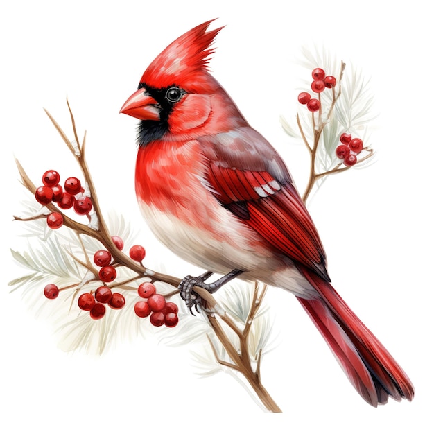 Cardinal Bird For Christmas Event Watercolor Style AI Generated