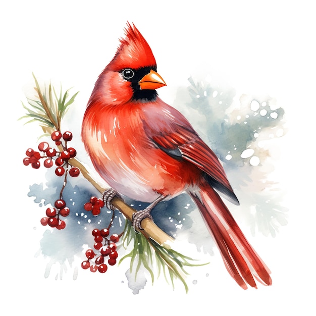 Cardinal Bird For Christmas Event Watercolor Style AI Generated