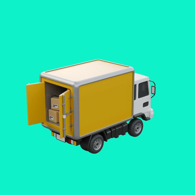 PSD cargo box truck 3d icon