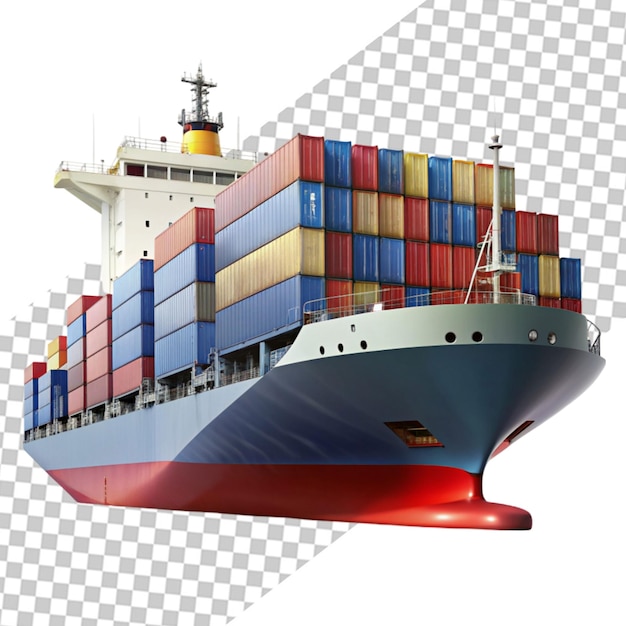 Cargo ship on transparent background