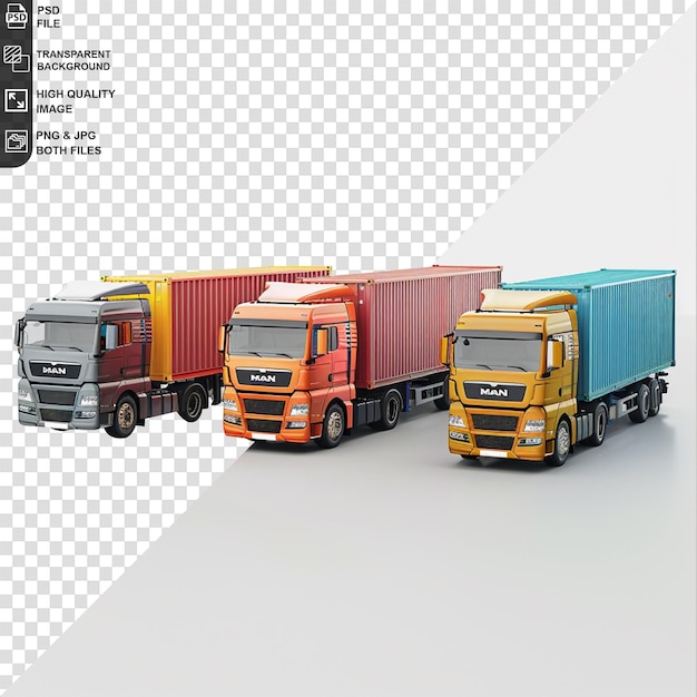 Cargo truck on transparent background 3d rendering illustration