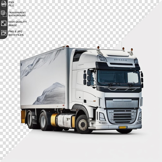 PSD cargo truck on transparent background 3d rendering illustration