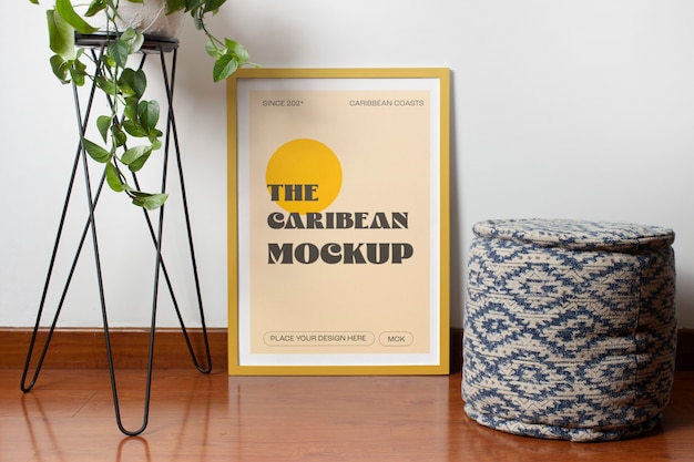 Caribean aesthetic frame mockup