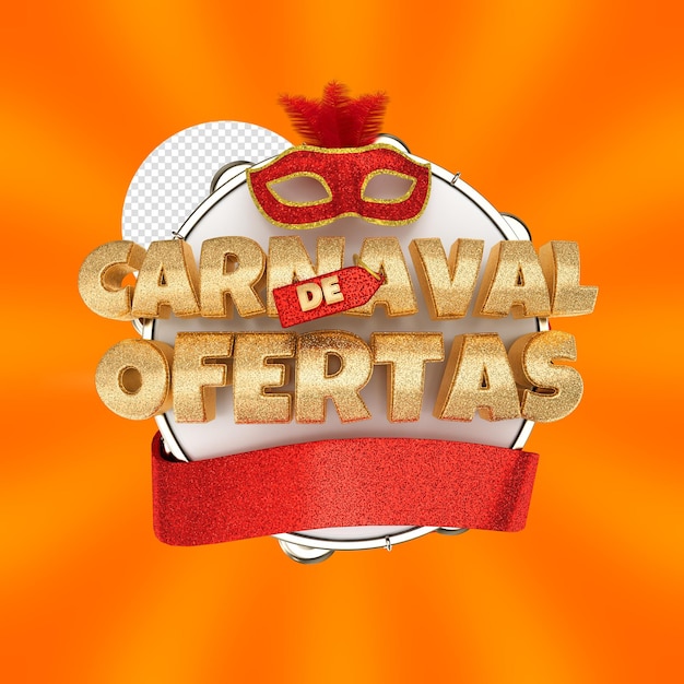 Carnaval brazilian party 3d render label isolated for composition