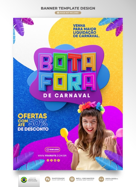 Carnival of deals banner in portuguese brazil 3d render template design clearance deals