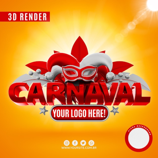 Carnival logo for companies in 3d rendering premium psd