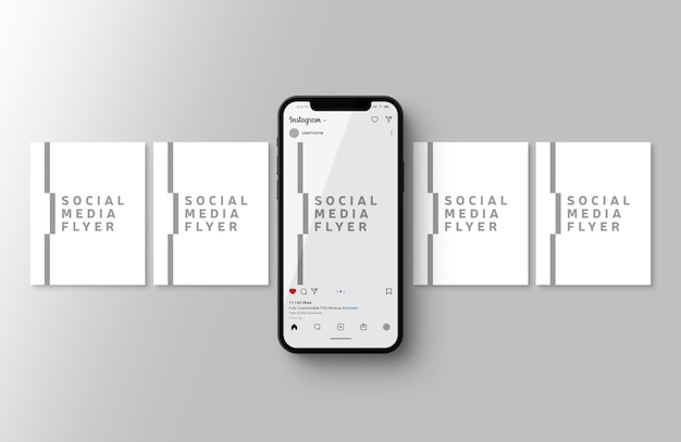 PSD carousel mockup with 5 instagram post feed photos