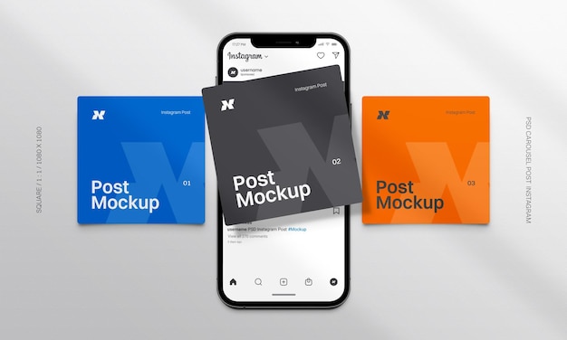 Carousel Post Instagram Mockup with Smarhphone Preview