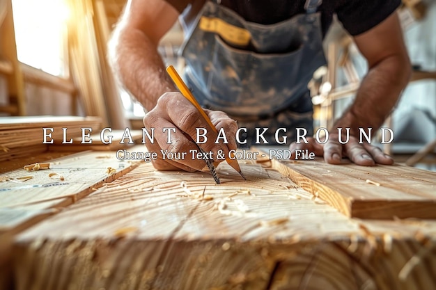 Carpenter Marking Wood with a Pencil