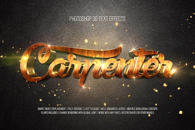 Carpenter Photoshop 3D Text Effects