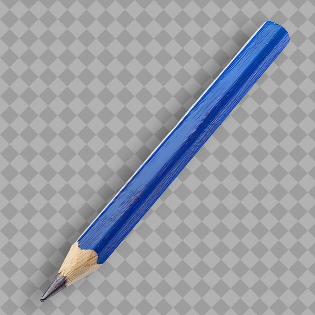 Carpenters Pencil With Blue Wooden Body and White Markings a PNG Tool on Clean Background