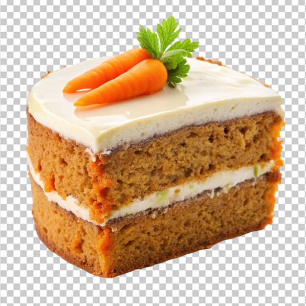 PSD carrot cake with nuts and cream cheese frosting isolated on transparent background