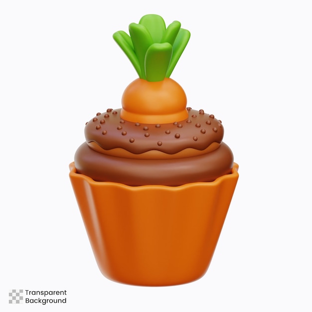 Carrot Cupcake 3d Illustration