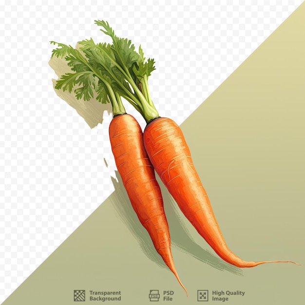 Carrot standing alone on transparent background surface