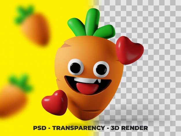 Carrot vegetable 3d illustration with transparency background