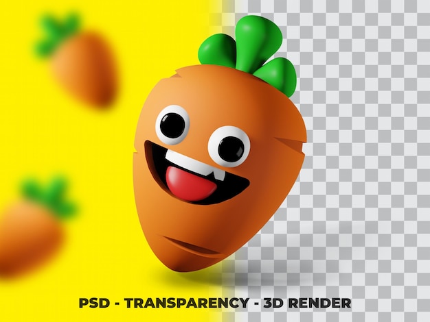 Carrot vegetable 3d illustration with transparency background