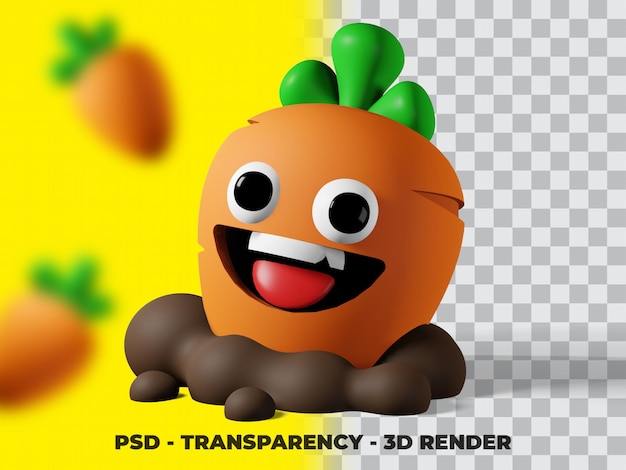 Carrot vegetable 3d illustration with transparency background