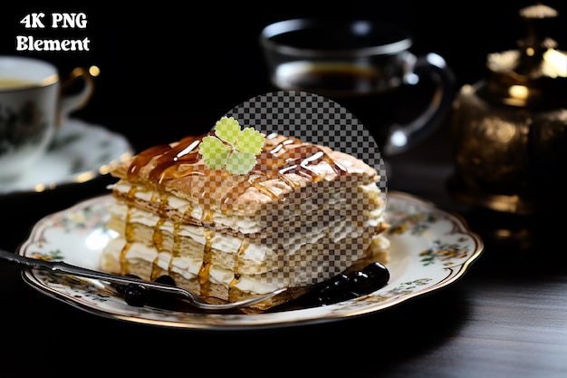 PSD carrot and walnut cake with cream cheese frosting on transparent background