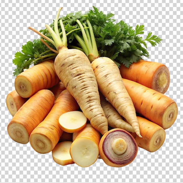 Carrots and turnips on transparent background