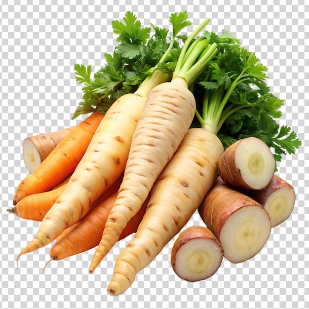 Carrots and turnips on transparent background