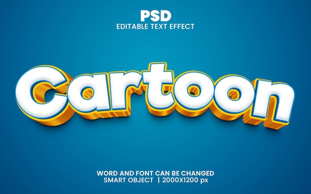 Cartoon 3d editable text effect Premium Psd with background