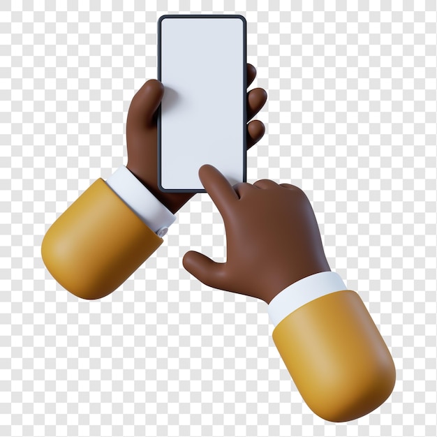 Cartoon African-American businessman hands with smartphone