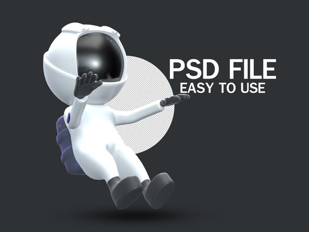 PSD cartoon astronaut 3d character 3d rendering