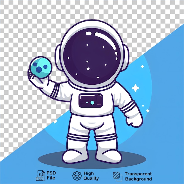 Cartoon Astronaut Gripping Ball Isolated Design