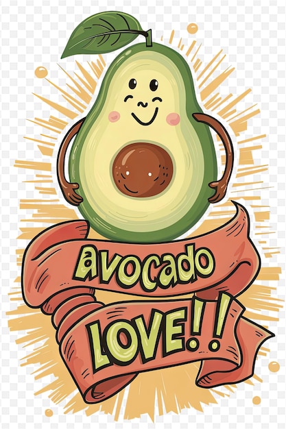 a cartoon of avocado with a picture of a face that says avocado