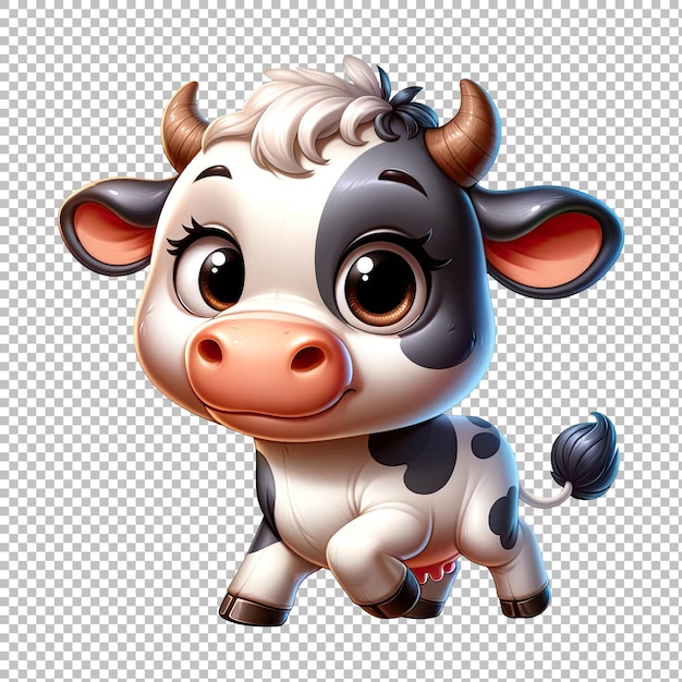 Cartoon Baby Cow Cute Calf with Spots Illustration