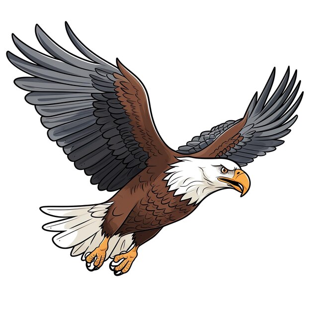 a cartoon of a bald eagle flying