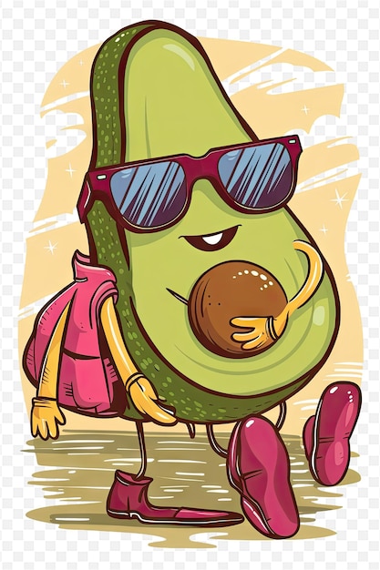 PSD a cartoon of a banana with sunglasses on his head