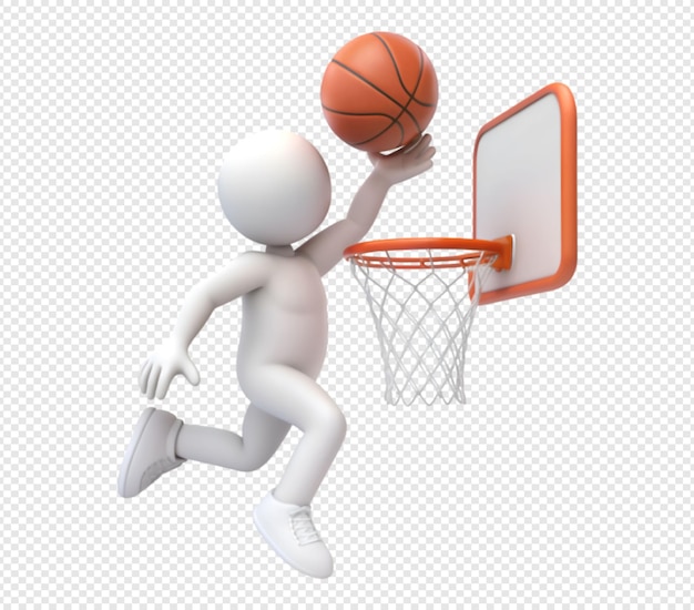 PSD cartoon basketball player dunking ball