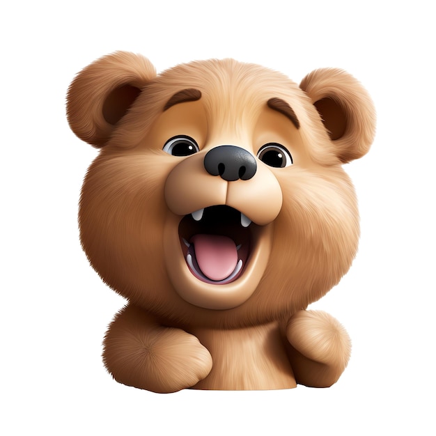 PSD a cartoon bear with its mouth open