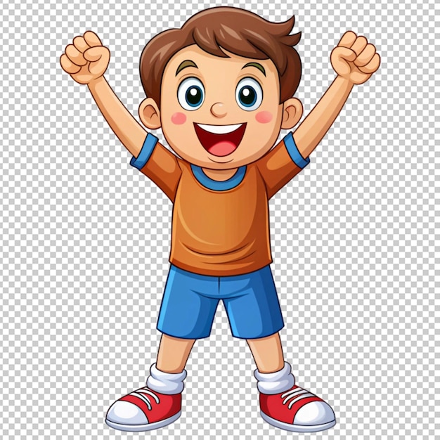 cartoon boy cheering