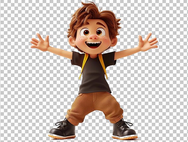 PSD cartoon boy with black t shirt