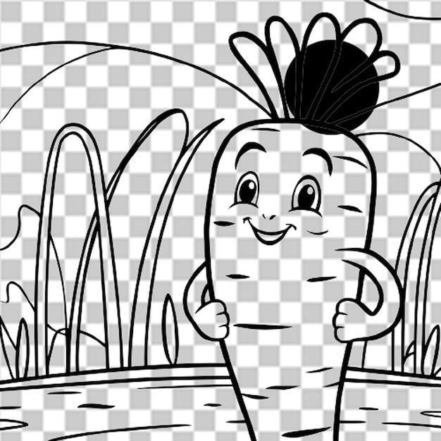 a cartoon of a boy with a carrot in the grass